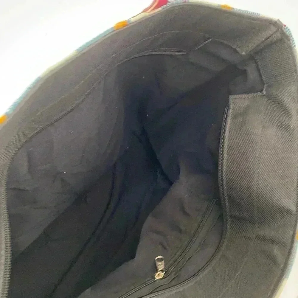 Handmade cloth leather satchel handbag